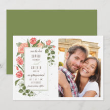 Carte Photo de Date de Sauvegarde Embrasse Florale