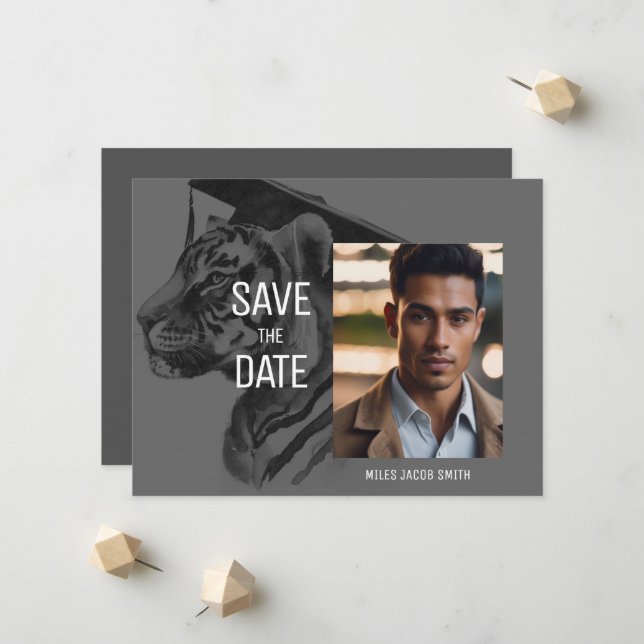 Carte photo de Faire-part de diplôme unique (Devant/Arrière en situation)