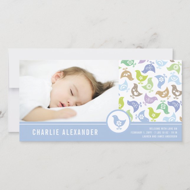 Carte photo de Faire-part de naissance de garçon R (Devant)