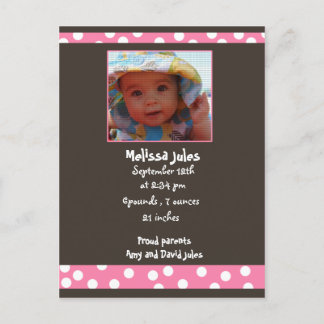 carte photo de faire-part de petite fille