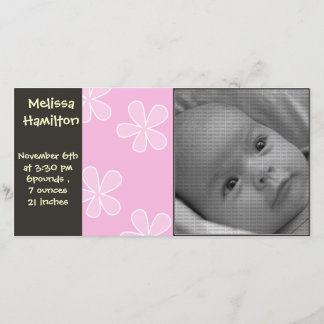 carte photo de faire-part de petite fille