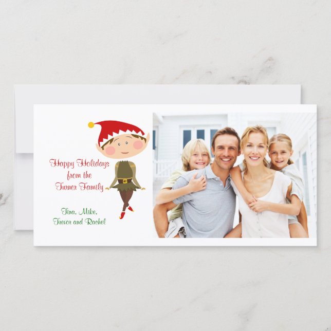 Carte photo de famille d'Elf de Noël (Devant)