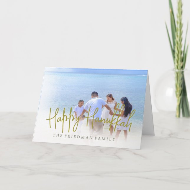 Carte Photo de famille Hanukkah  Message d'amour et de l (Devant)