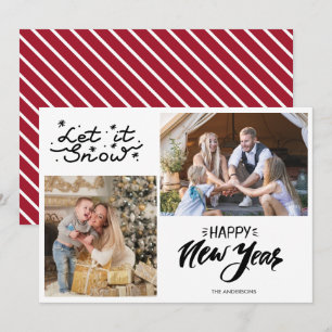 Carte Photo de famille Noël Laisser neiger Nouvel An