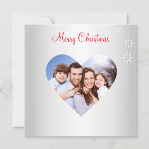 Carte Photo de famille personnalisée de Noël sur Argent