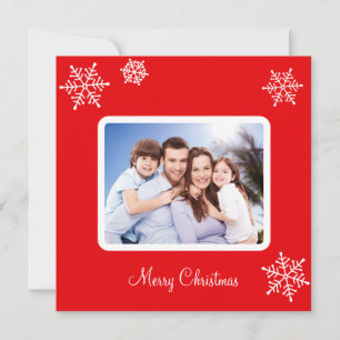Carte Photo de famille personnalisée et flocons de neige