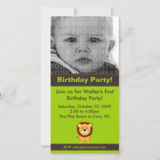 Carte photo de fête d'anniversaire du Lion mignon