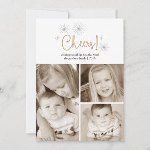 Carte photo de feux d'artifice d'or de bonne année