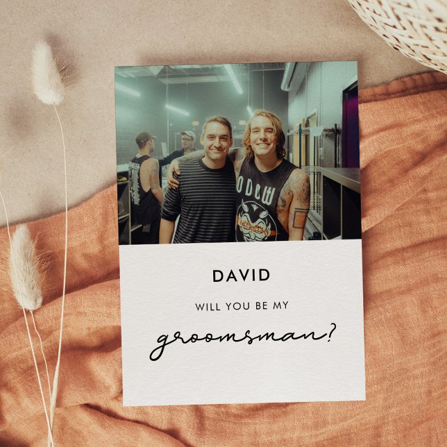 Carte photo de garçon d'honneur Simple Will you be (Créateur téléchargé)