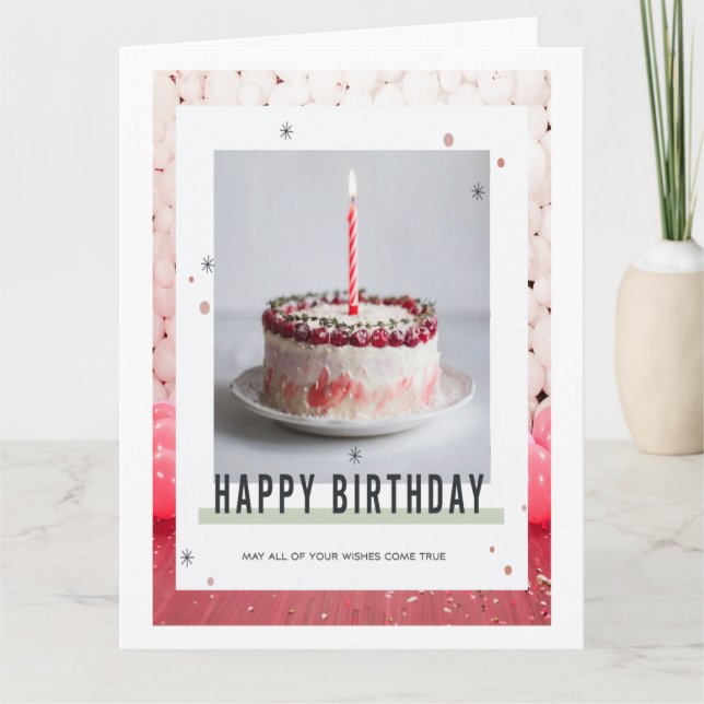 carte photo de gâteau blanc d'anniversaire (Devant)