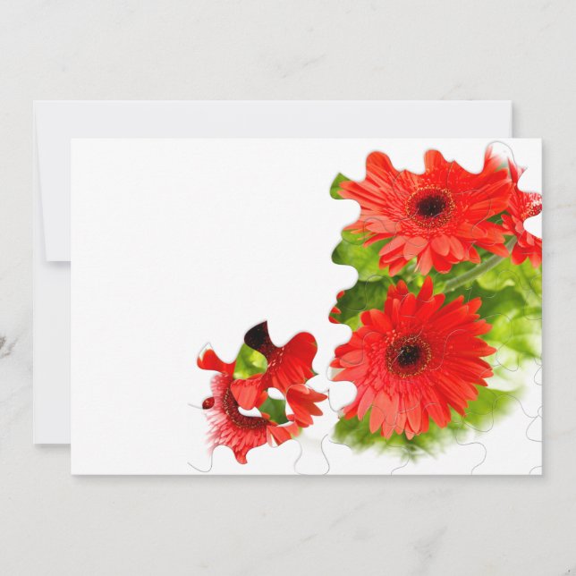 Carte Photo de Gerbera à l'aspect puzzle (Devant)