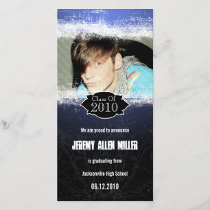 Carte photo de Graduation Extreme Grunge Blue Blac