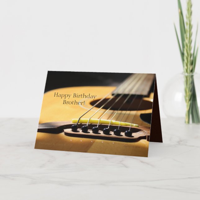 Carte Photo de guitare acoustique, joyeux frère d'annive (Devant)