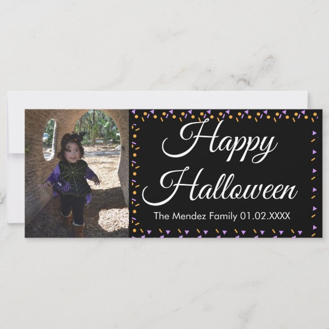 Carte photo de Halloween avec bordure orange viole (Devant)