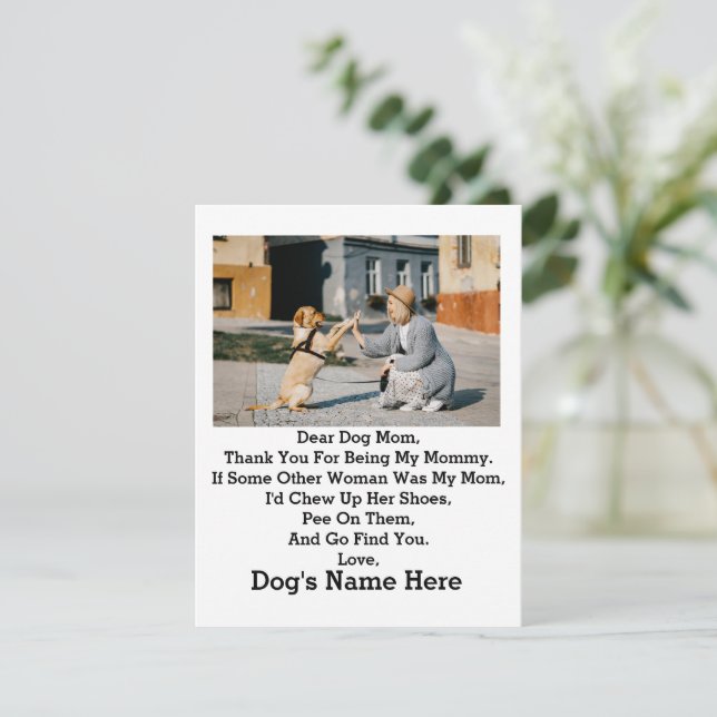 Carte Photo de jour de la mère de chien personnalisée mo (Debout devant)