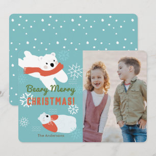 Carte photo de Joyeux Noël de Beary d'ours blancs