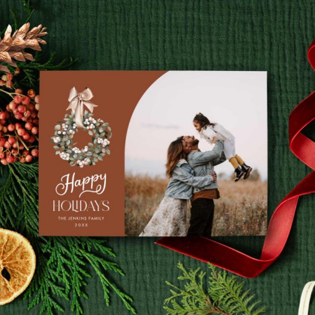 Carte photo de Joyeux Vacances Moderne (Simple Happy Holiday Photo Card)