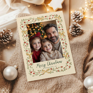 Carte photo de la couronne et des vaches de Noël