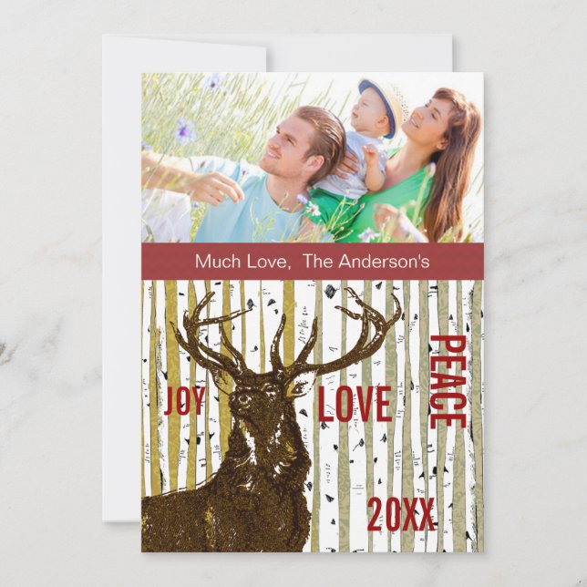 Carte photo de la famille des cerfs de Birch Tree (Devant)