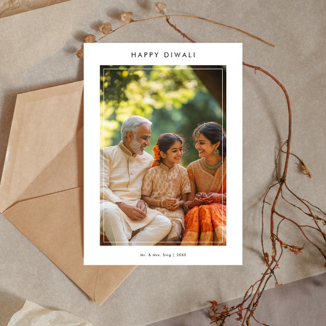 Carte photo de la famille moderne Happy Dewali (Créateur téléchargé)