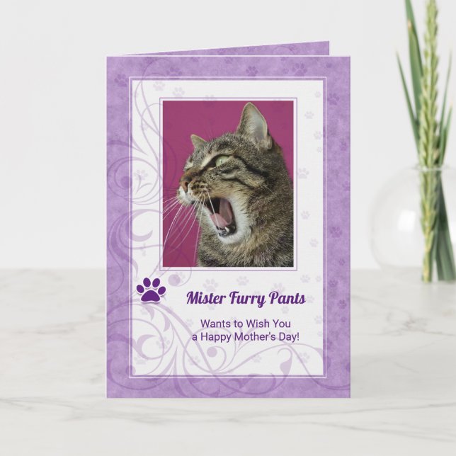 Carte Photo de la Fête des Mères de Chat en violet (Devant)