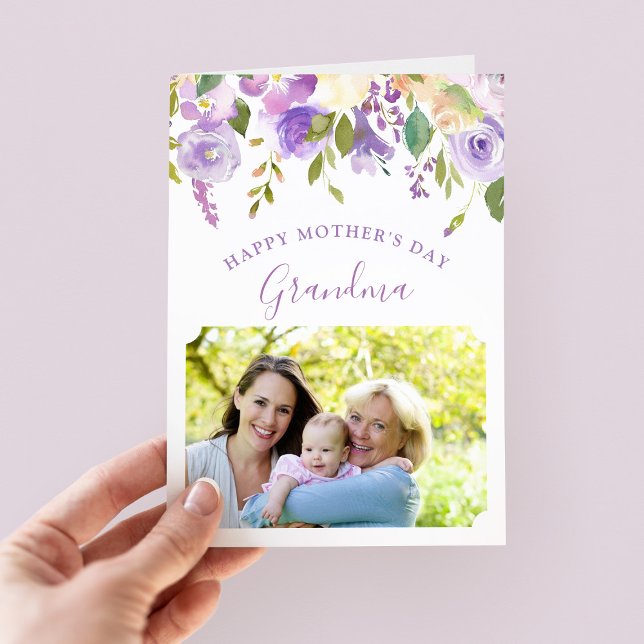 Carte photo de la Fête des mères de Lilac Floral p (Créateur téléchargé)
