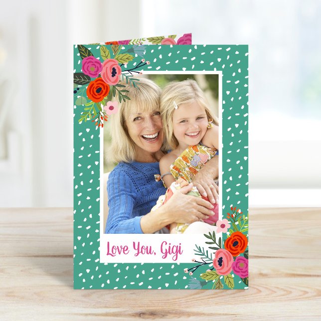 Carte photo de la Fête des mères florales pour gra (Créateur téléchargé)