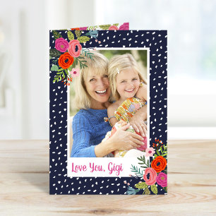 Carte photo de la Fête des mères florales pour gra