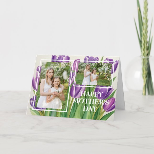 Carte Photo de la Fête des Mères moderne Tulip violet él (Devant)
