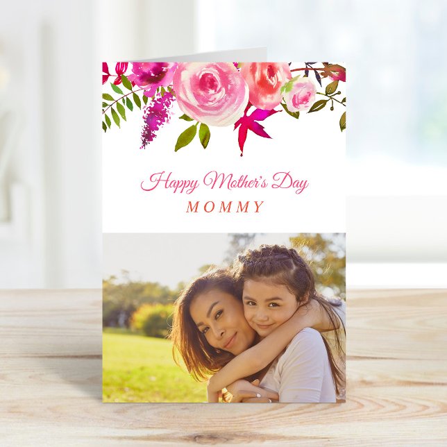 Carte photo de la Fête des mères rose pour maman (Créateur téléchargé)