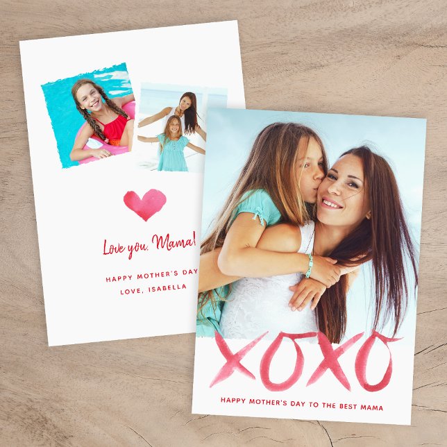 Carte photo de la fête des mères XOXO pour maman (Créateur téléchargé)