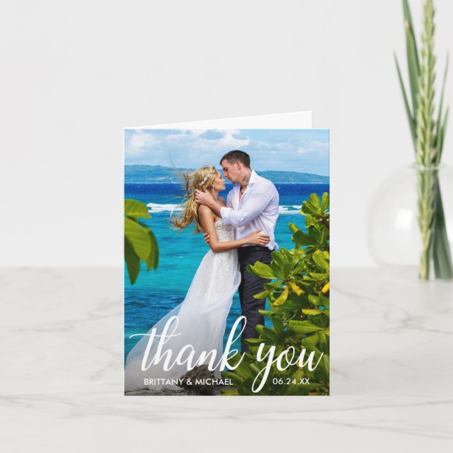 Carte photo de la mariée mariage Merci (Devant)
