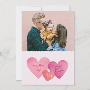 Carte photo de la Saint-Valentin Cœurs en papier