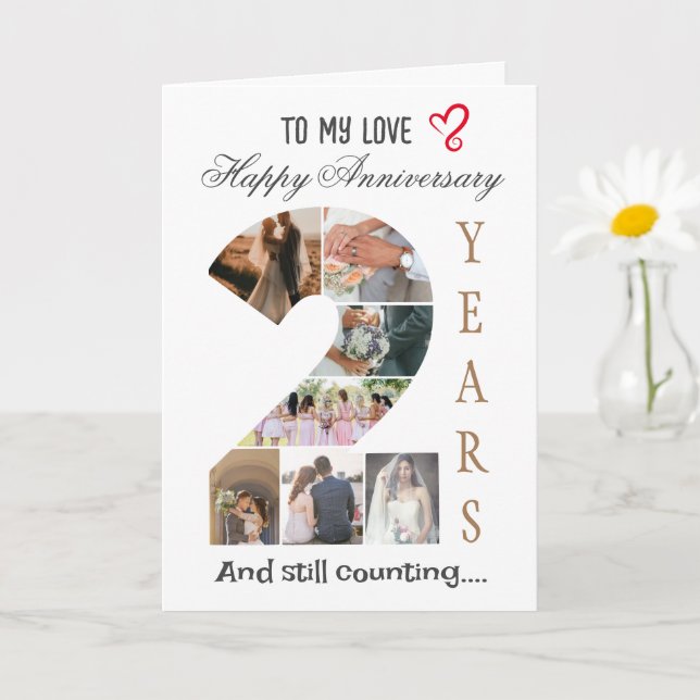 Carte photo de l'anniversaire de deux ans Mariage (Petite plante)