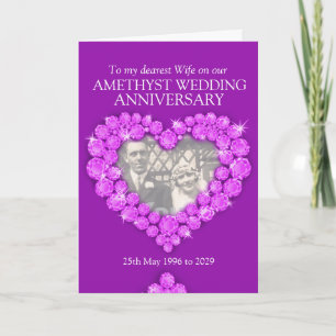 Carte photo de l'anniversaire du mariage Amethyst