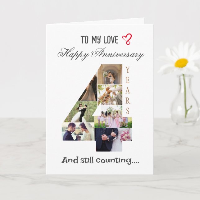 carte photo de l'anniversaire du Mariage de 4 ans (Petite plante)