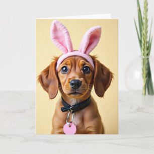 Carte photo de lapin aux oreilles de chiot mignon