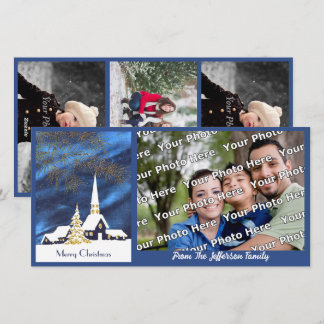 Carte photo de l'église de Noël Neige