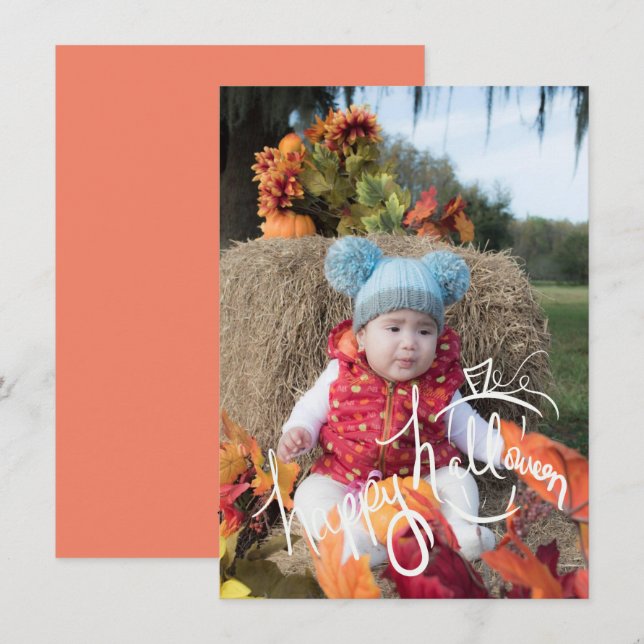 Carte photo de lettrage de patch de citrouille d'H (Devant / Derrière)
