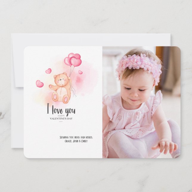 Carte photo de l'ours en peluche de Valentine (Devant)