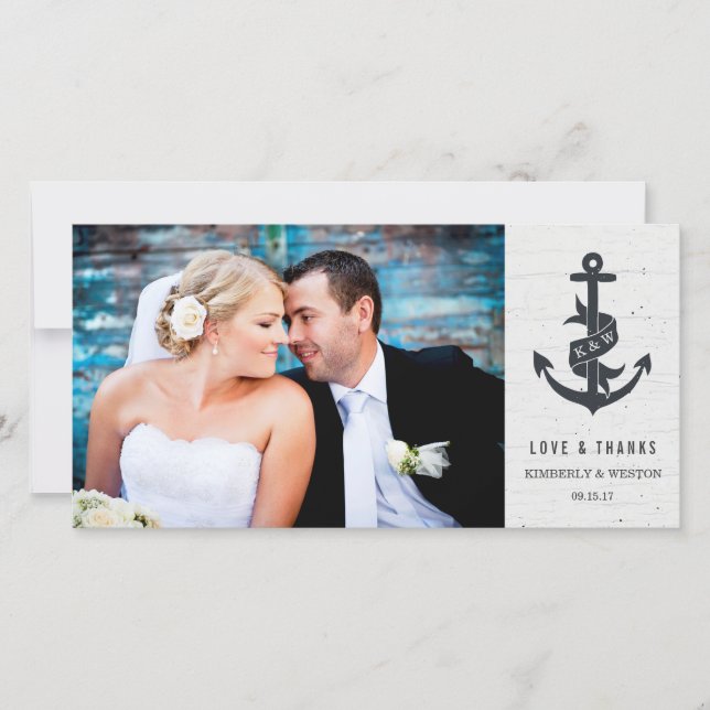 Carte photo de Mariage Ancre rustique (Devant)