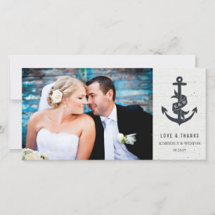 Carte photo de Mariage Ancre rustique