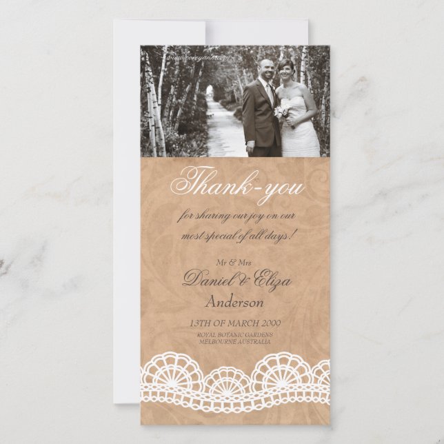 Carte photo de Mariage de dentelle vintage (Devant)