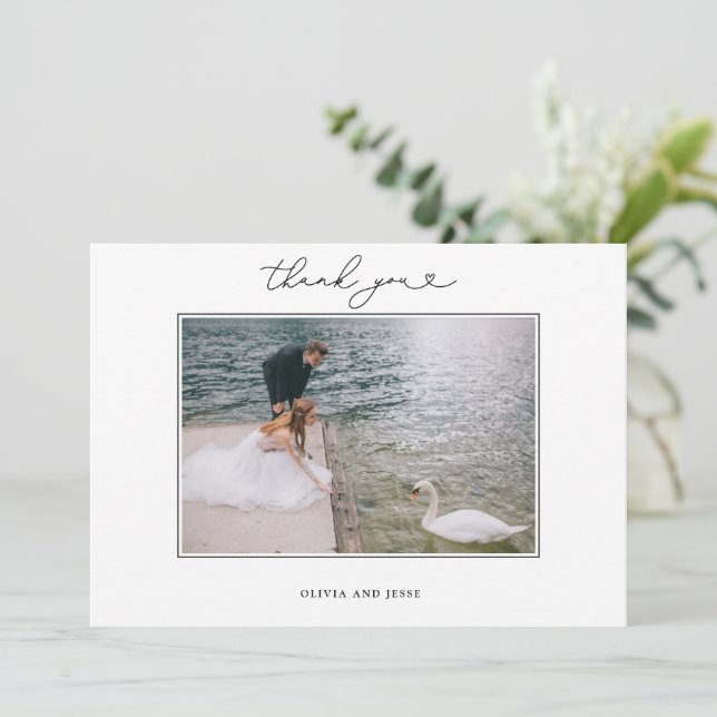 Carte photo de Mariage de Merci de coeur de script (Debout devant)