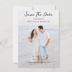 Carte Photo de mariage élégant avec superposition de let