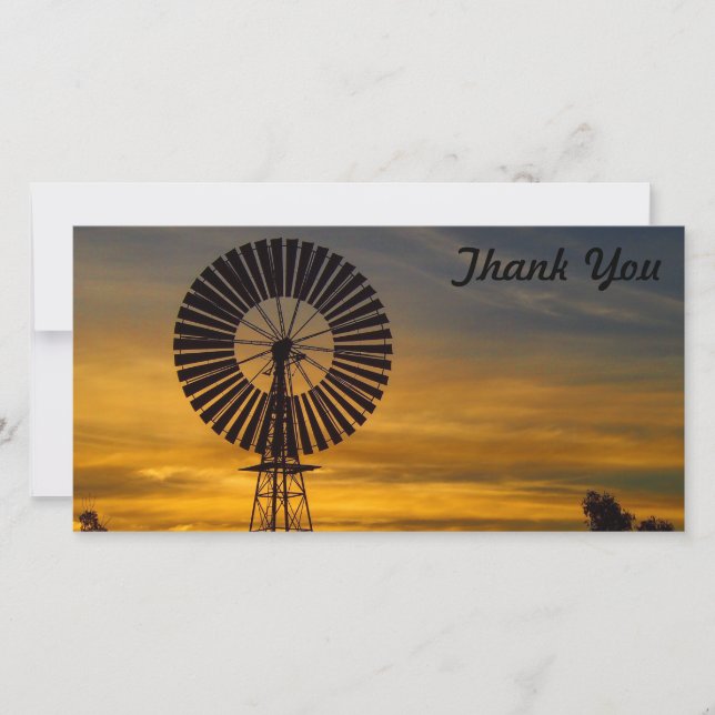 Carte photo de Merci - coucher du soleil de moulin (Devant)