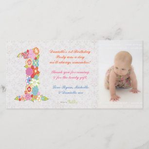 Carte photo de Merci d'anniversaire de bébé de