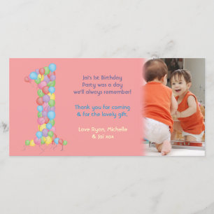 Carte photo de Merci d'anniversaire de bébé de