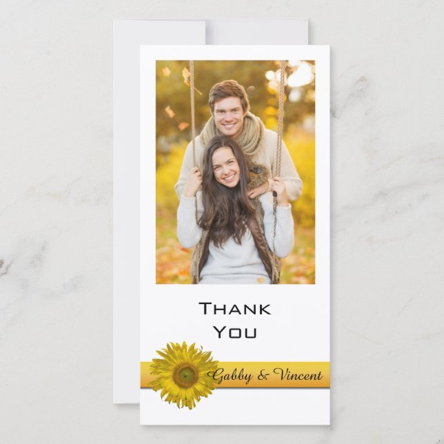 Carte photo de Merci de bande de tournesol jaune (Devant)