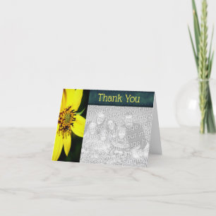 Carte photo de Merci de cadre de fleurs jaunes